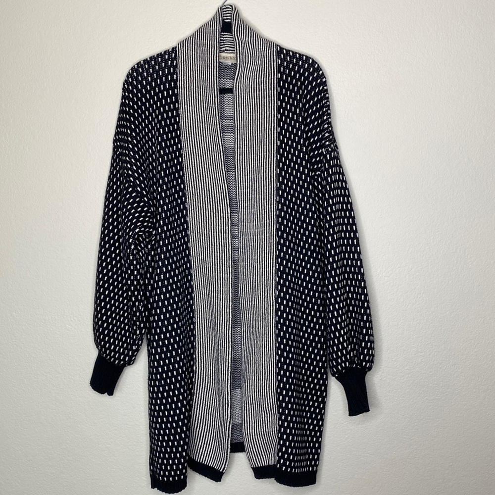 Chris Triola sweater women’s medium handmade black ivory thick warm aztec